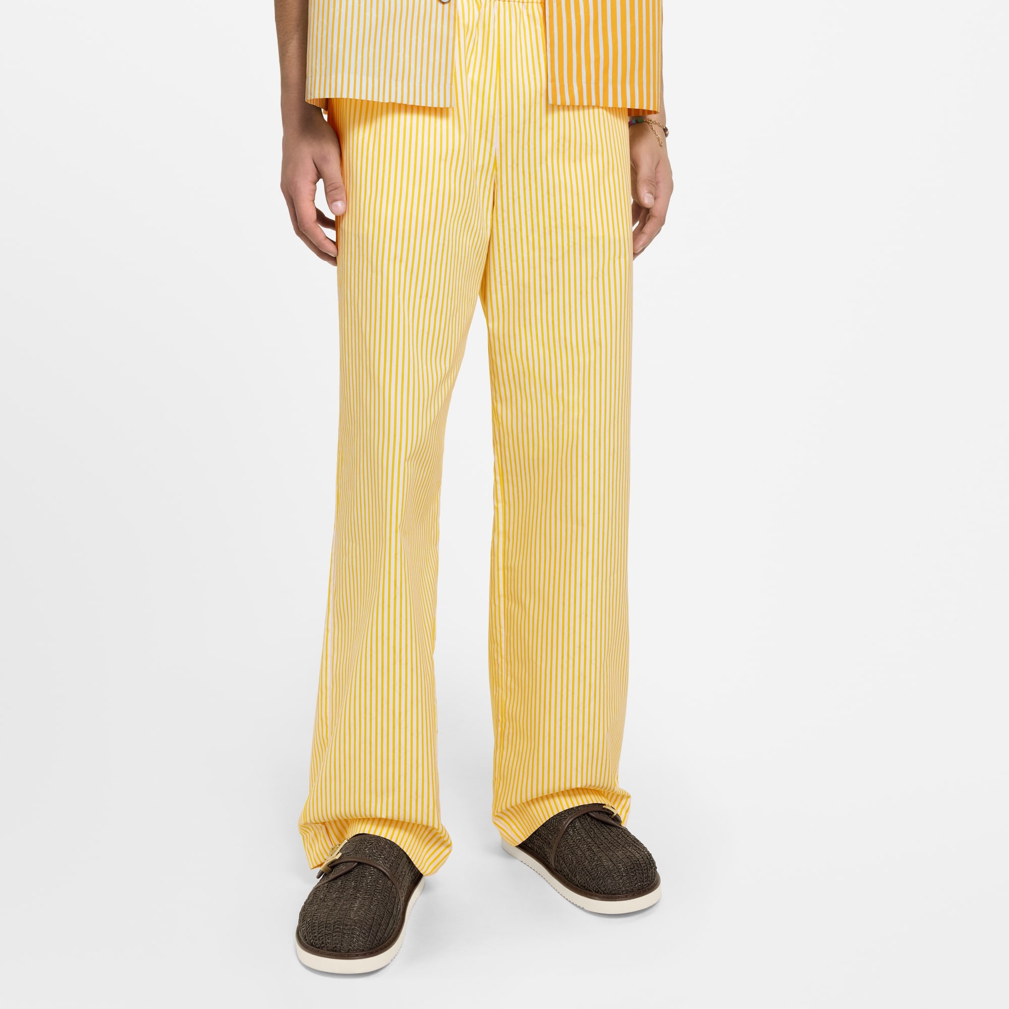 Monogram Striped Drawstring Pants - 2