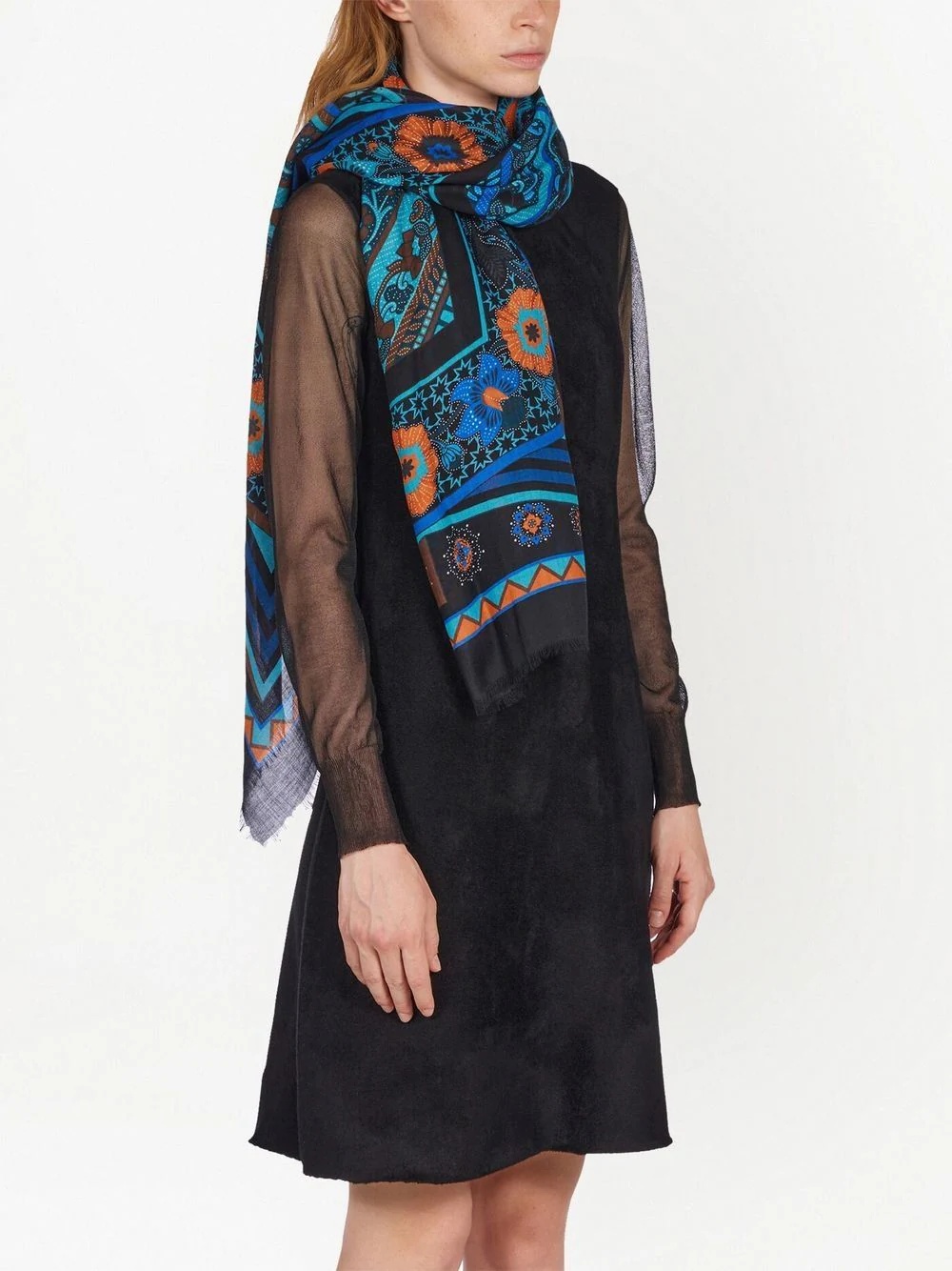 Nirvana-print silk shawl - 2