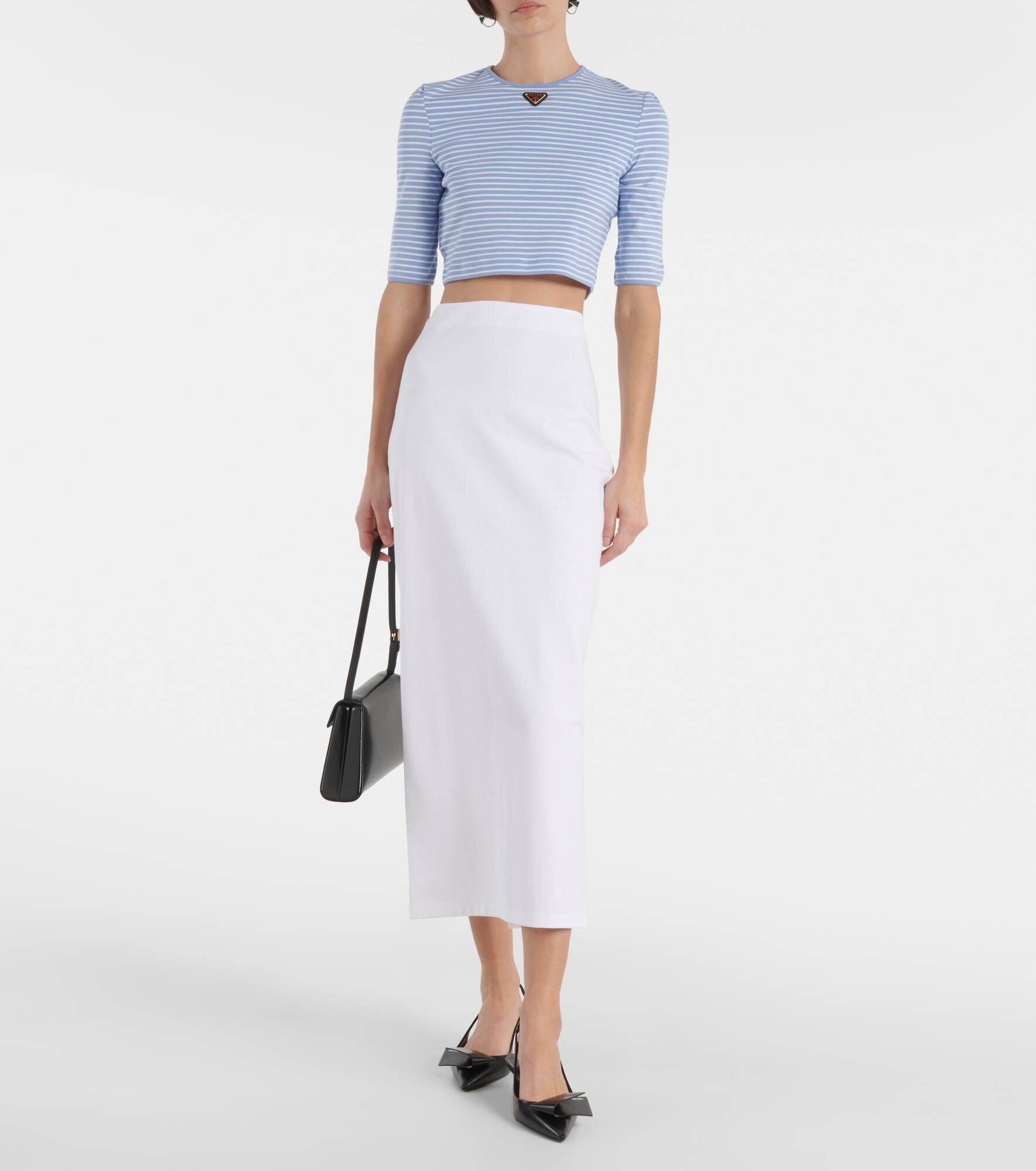 Logo cotton-blend crop top - 2