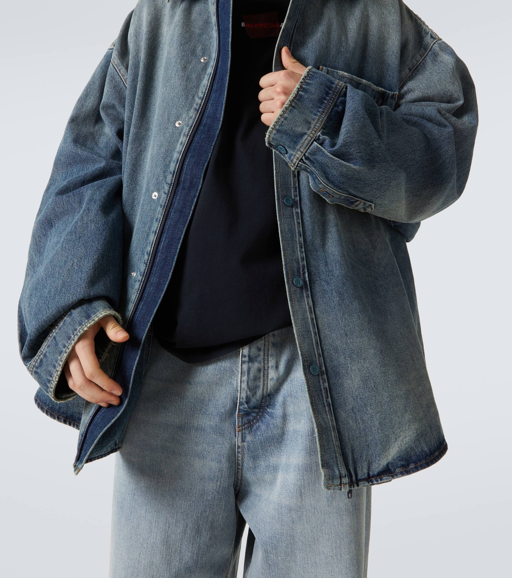 Hooded denim overshirt - 6