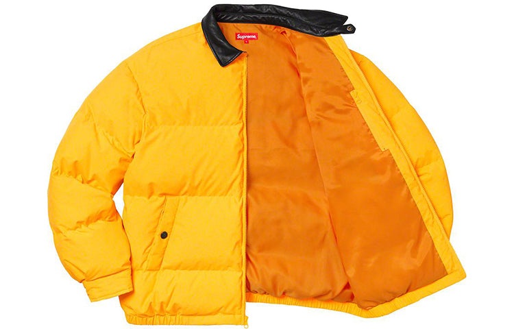 Supreme FW19 Week 12 Leather Collar Puffy Jacket 'Yellow' SUP-FW19-1029 - 3