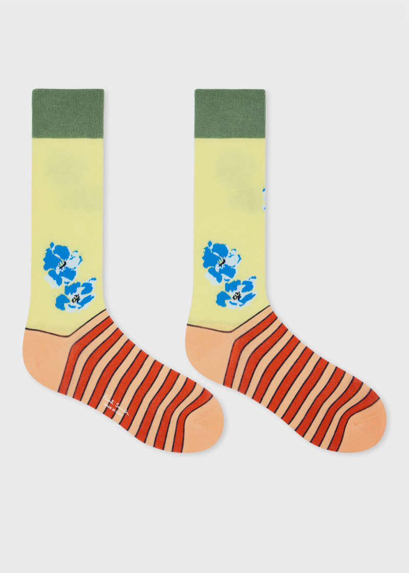Paul Smith Yellow Floral Stripe Socks outlook