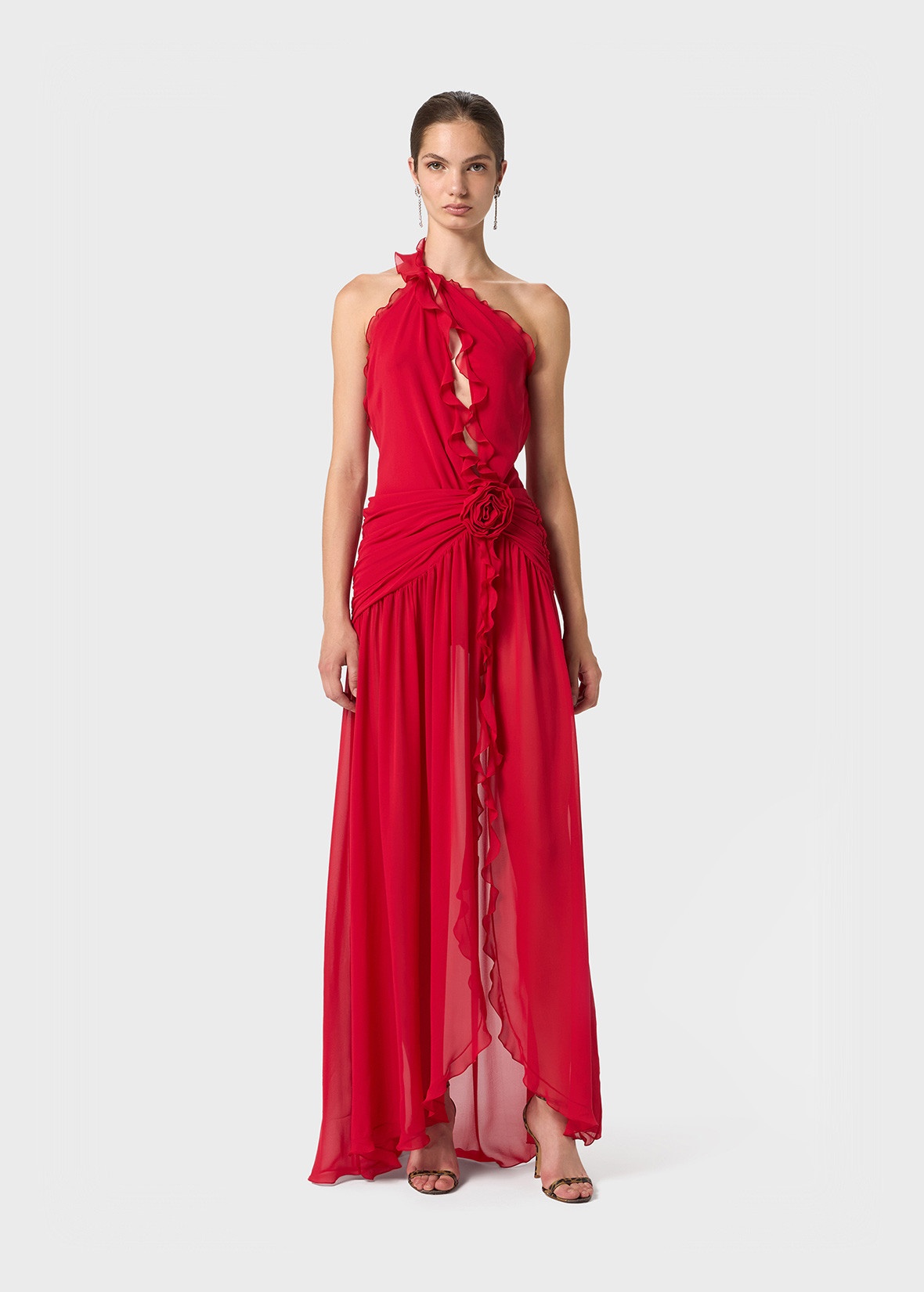 ONE-SHOULDER DRESS IN SILK GEORGETTE - 2