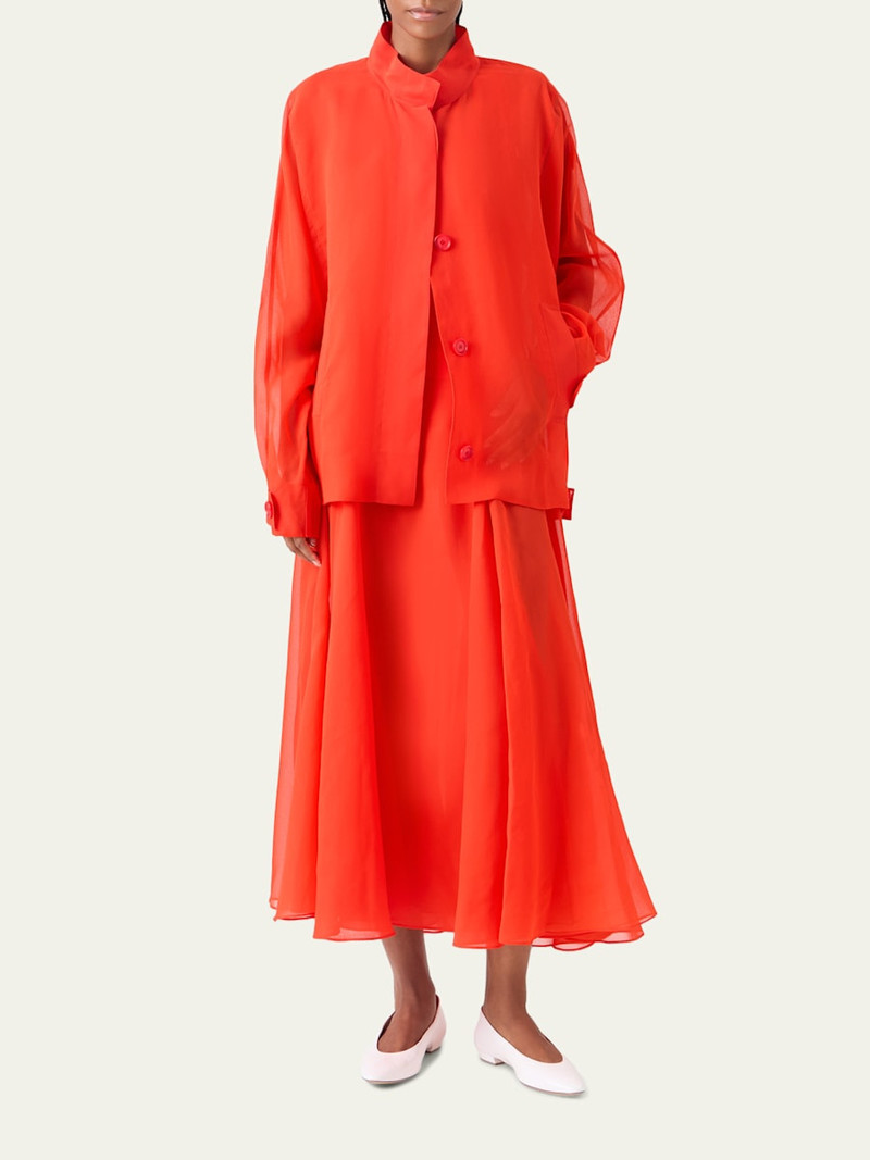 AKRIS Huma Silk Georgette Oversized Parka Jacket outlook