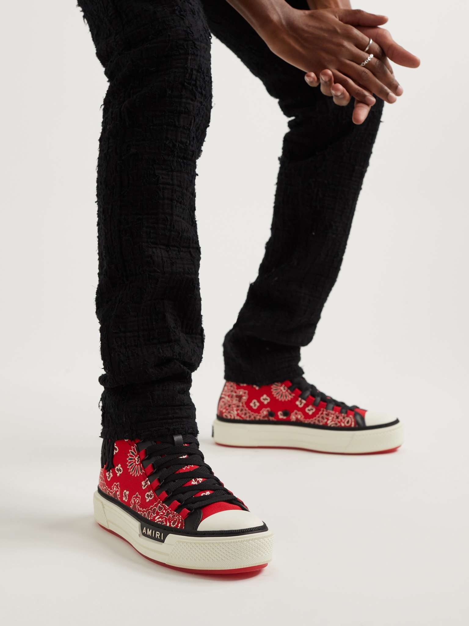 Conri様 AMIRI Leather-Trimmed Paisley-Print Canvas High-Top Sneakers