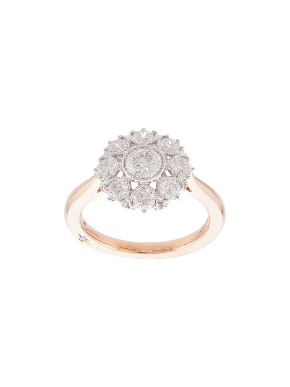 18kt rose gold floral diamond ring - 1