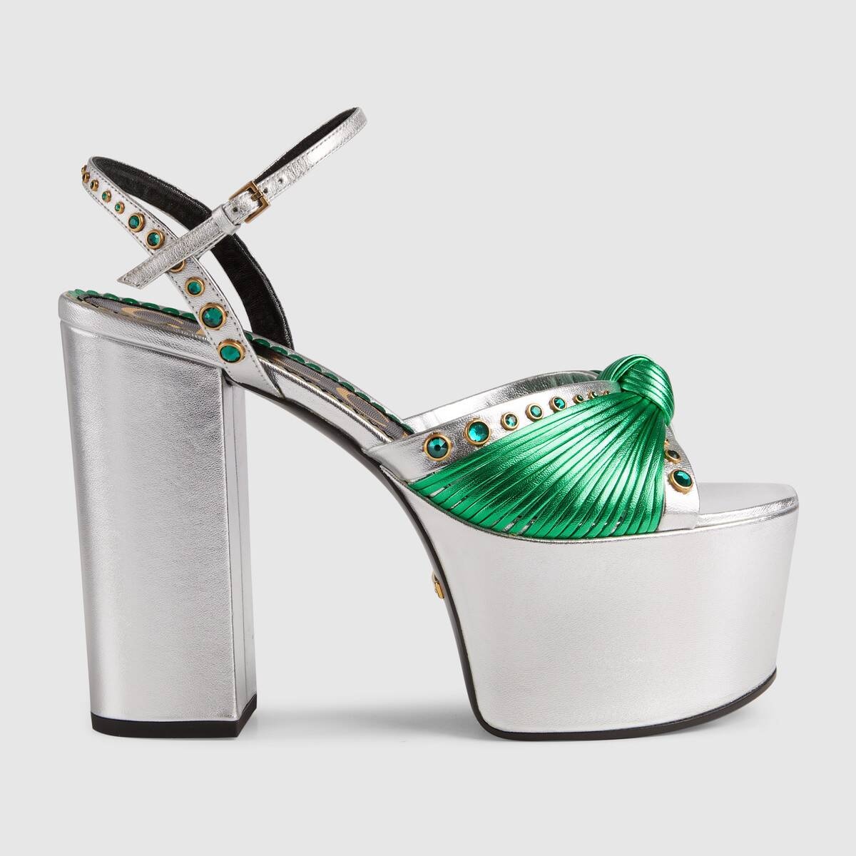 Metallic leather platform sandal - 1