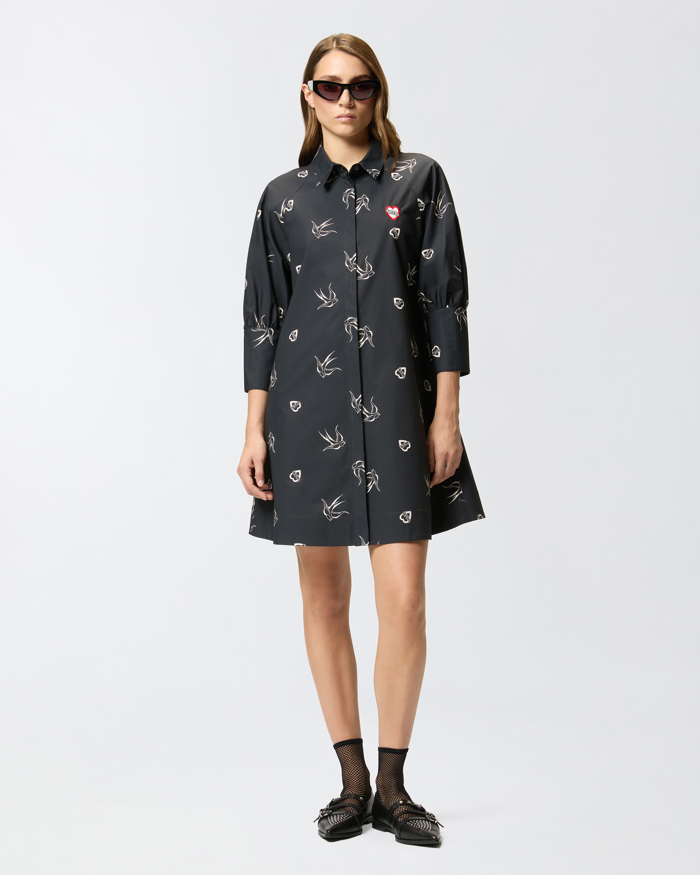 SHORT TATTOO-PRINT SHIRT DRESS - 3