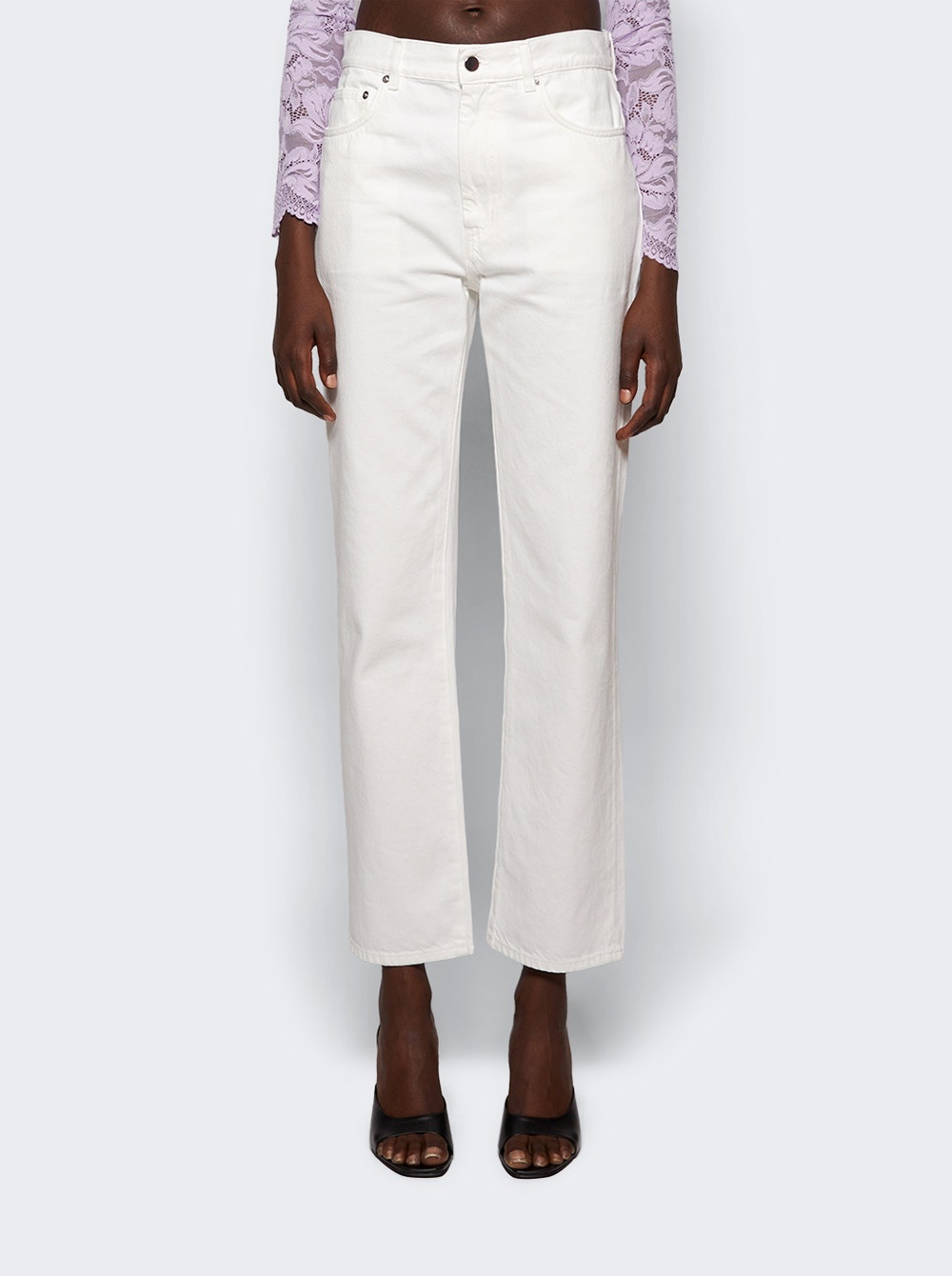 Wular Straight Denim Pants Ivory - 3
