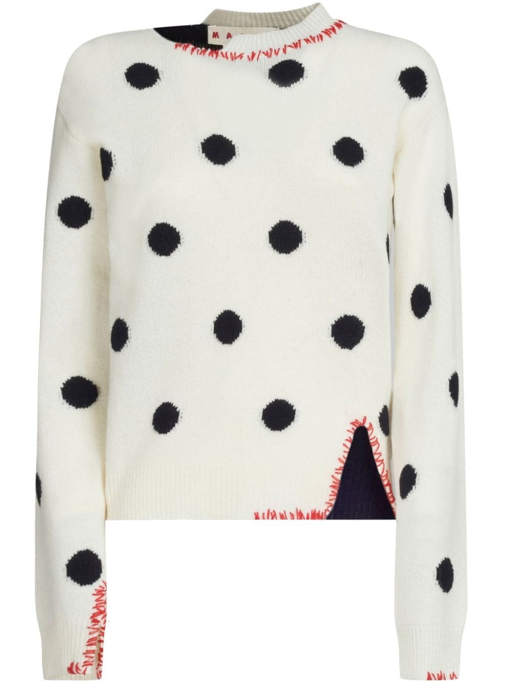 polka-dot distressed-effect jumper - 1