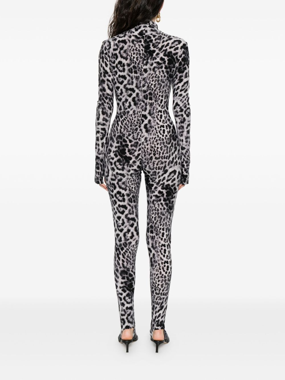 leopard-print turtleneck jumpsuit - 4