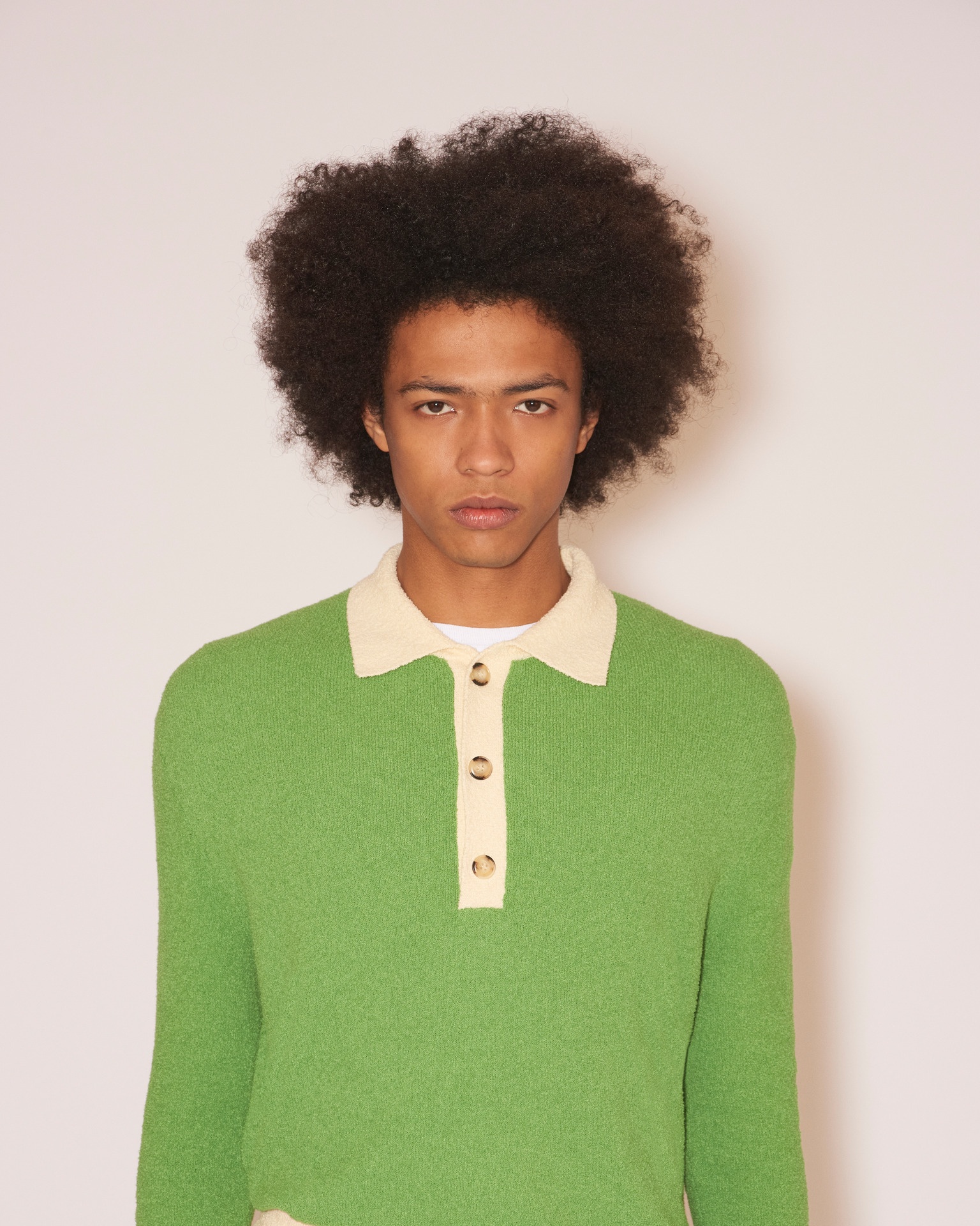 DANTE - Terry-knit contrast knit - Green/Creme - 2