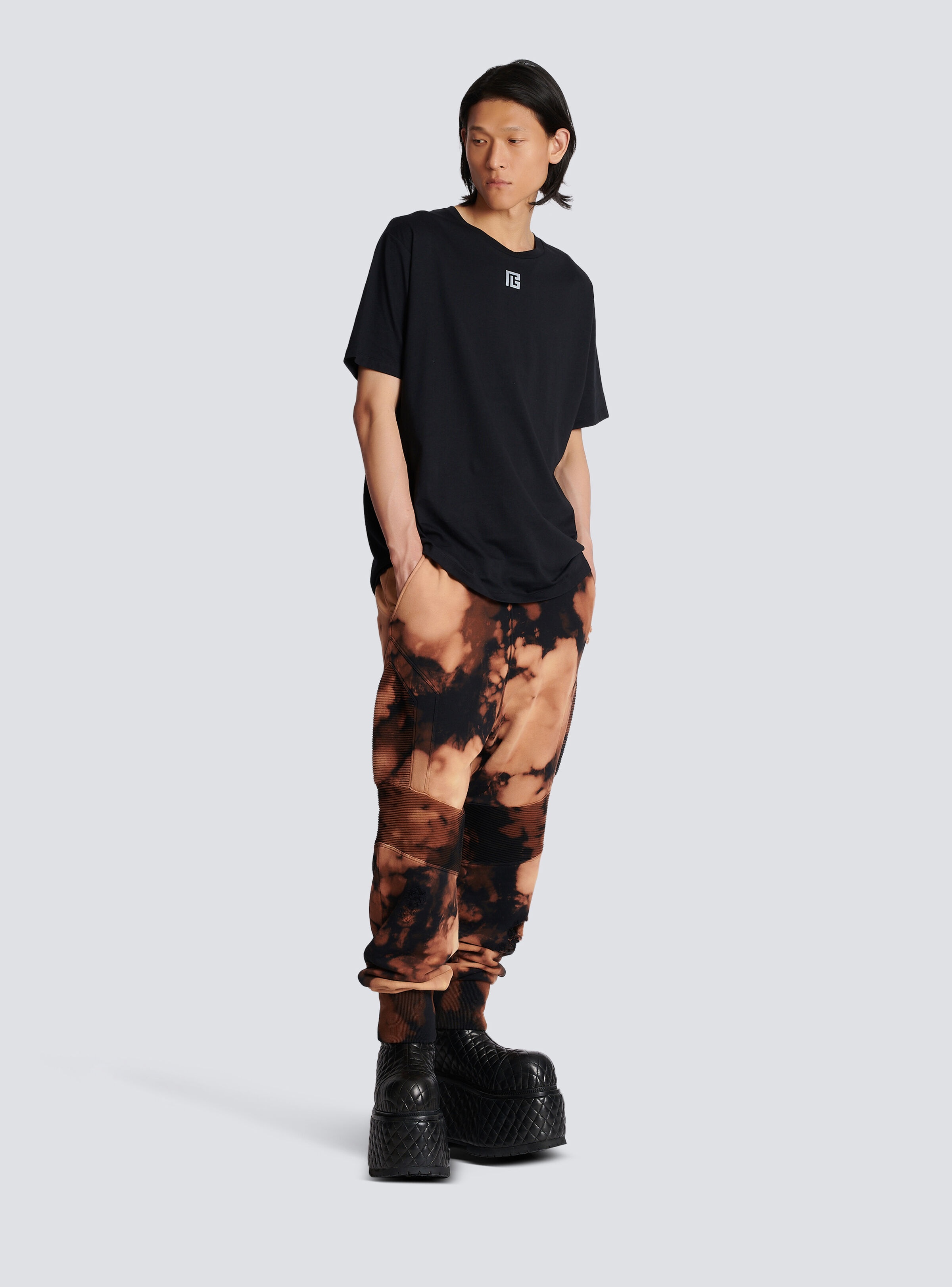 T-shirt in eco-responsible cotton with reflective Balmain maxi logo print - 3