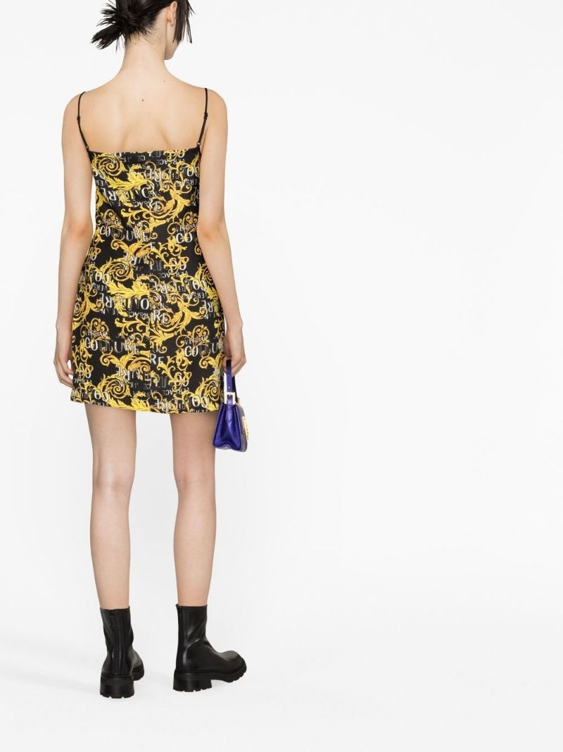 logo print sleeveless minidress - 4