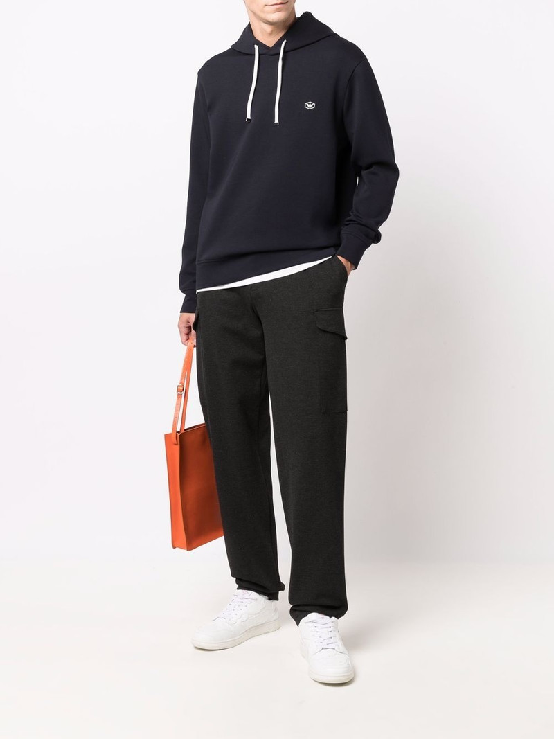 EMPORIO ARMANI long-sleeved logo patch hoodie outlook