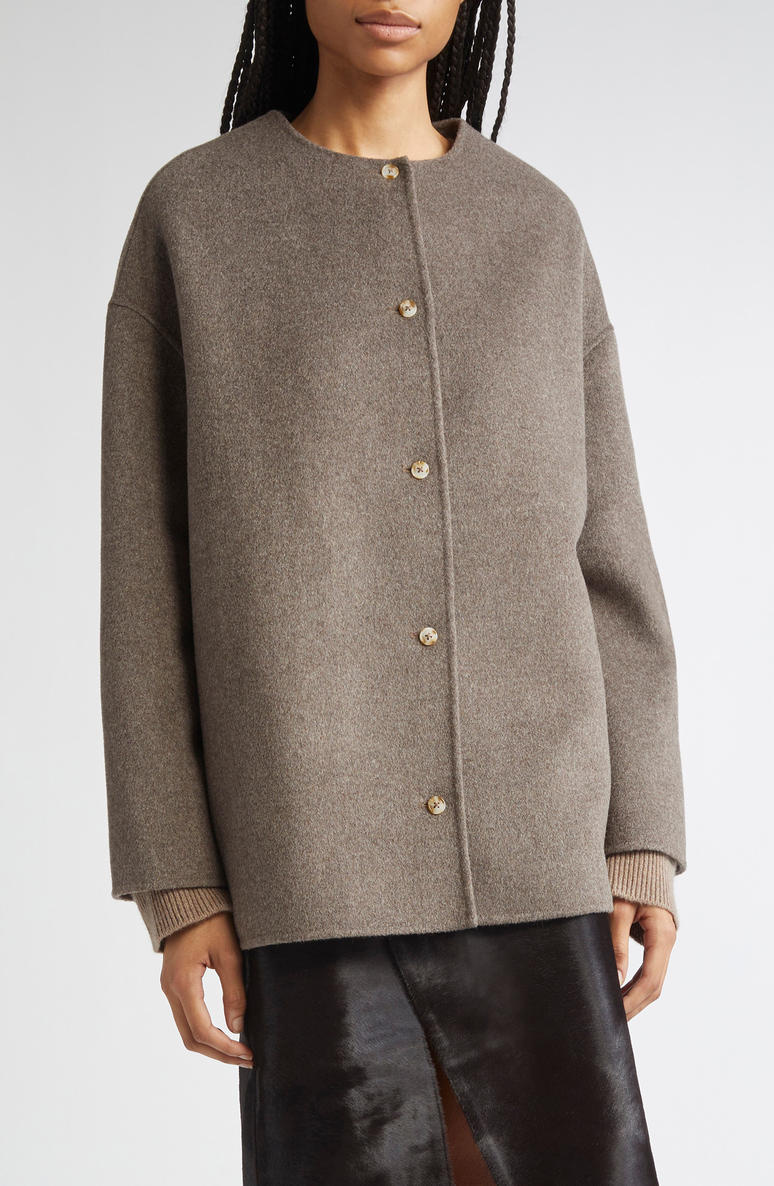 LOULOU DE SAISON Dunne Single Breasted Wool & Cashmere Coat in Taupe Melange at Nordstrom - 1