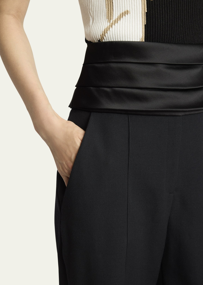 Cummerbund Straight Leg Wool Classic Trousers 5