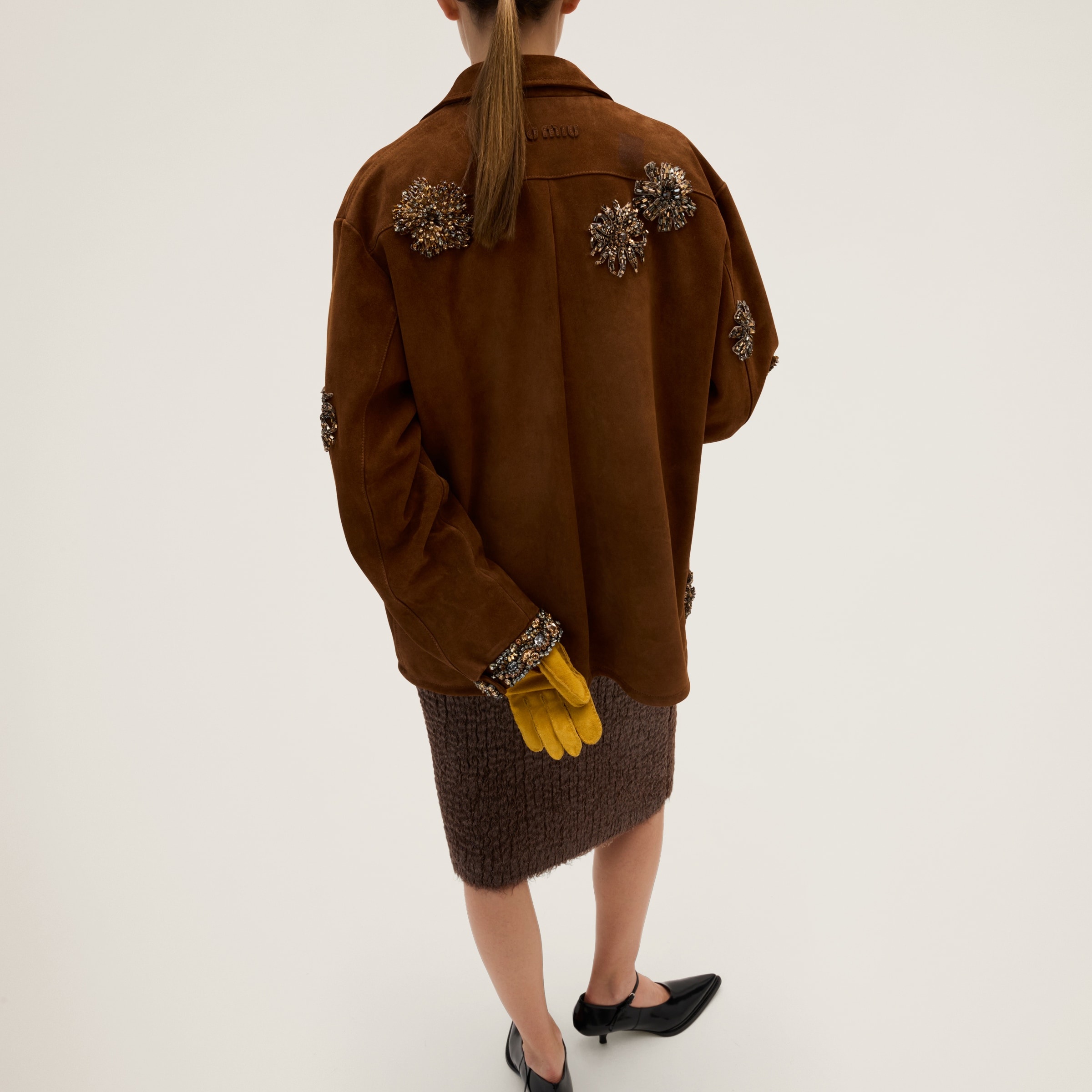 Embroidered suede jacket - 3