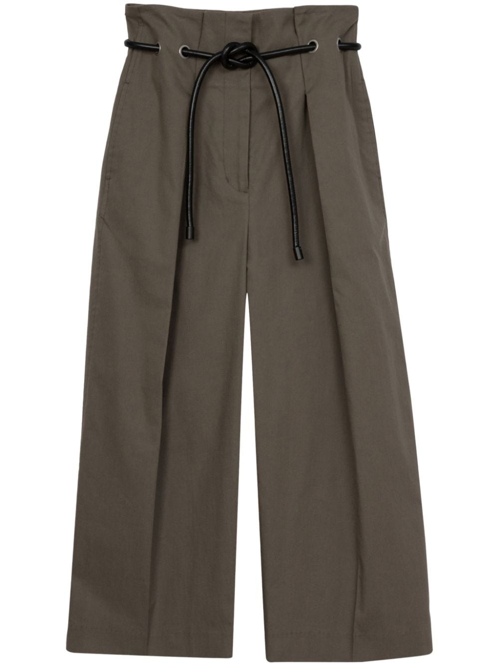 wide-leg belted cropped trousera - 1