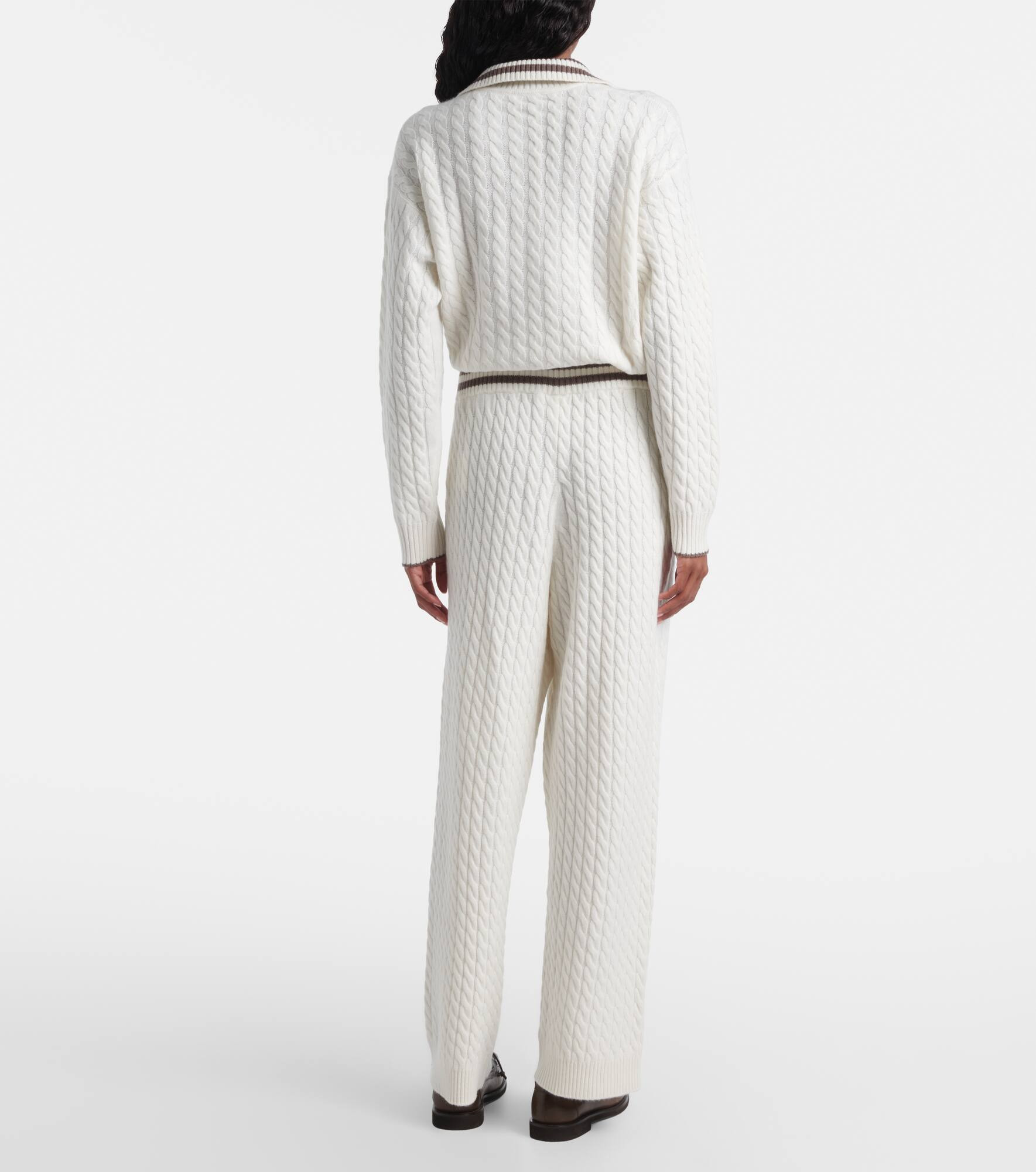 Cable-knit cashmere wide-leg pants - 3