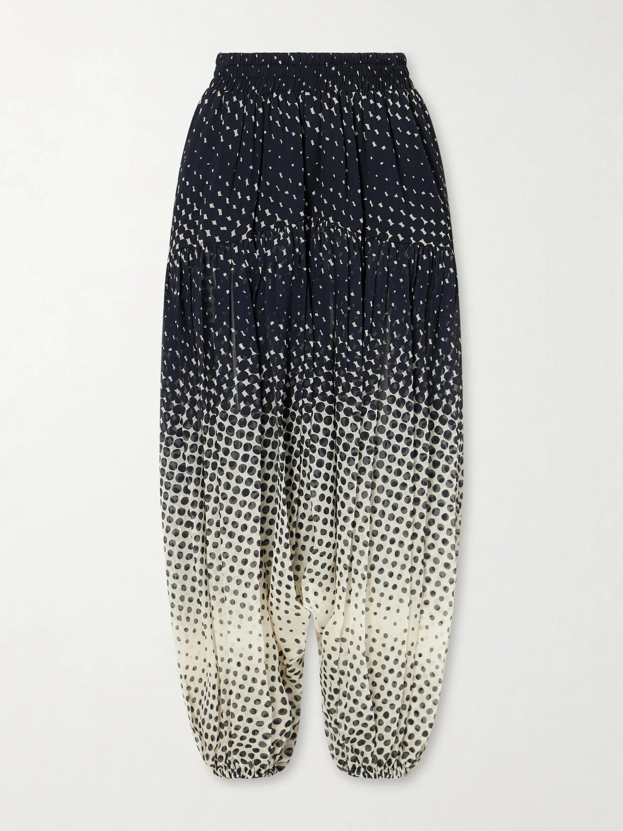 Halftone Polka-dot Chiffon Tapered Pants - 1
