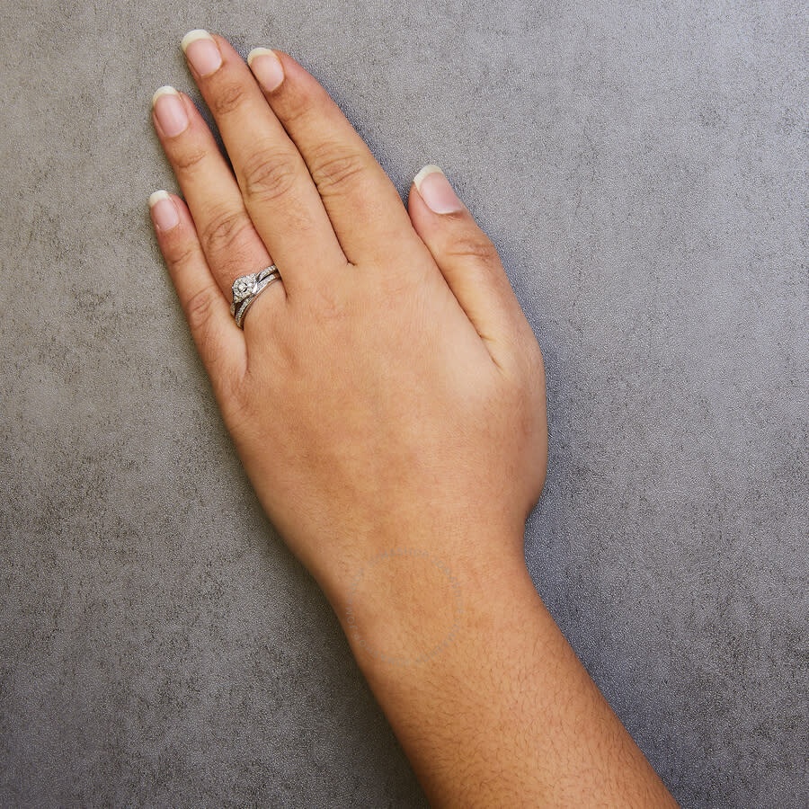 Haus Of Brilliance - Haus of Brilliance .925 Sterling Silver 1/4 Cttw Diamond Halo and Swirl Engagement Ring and Wedding  - 5