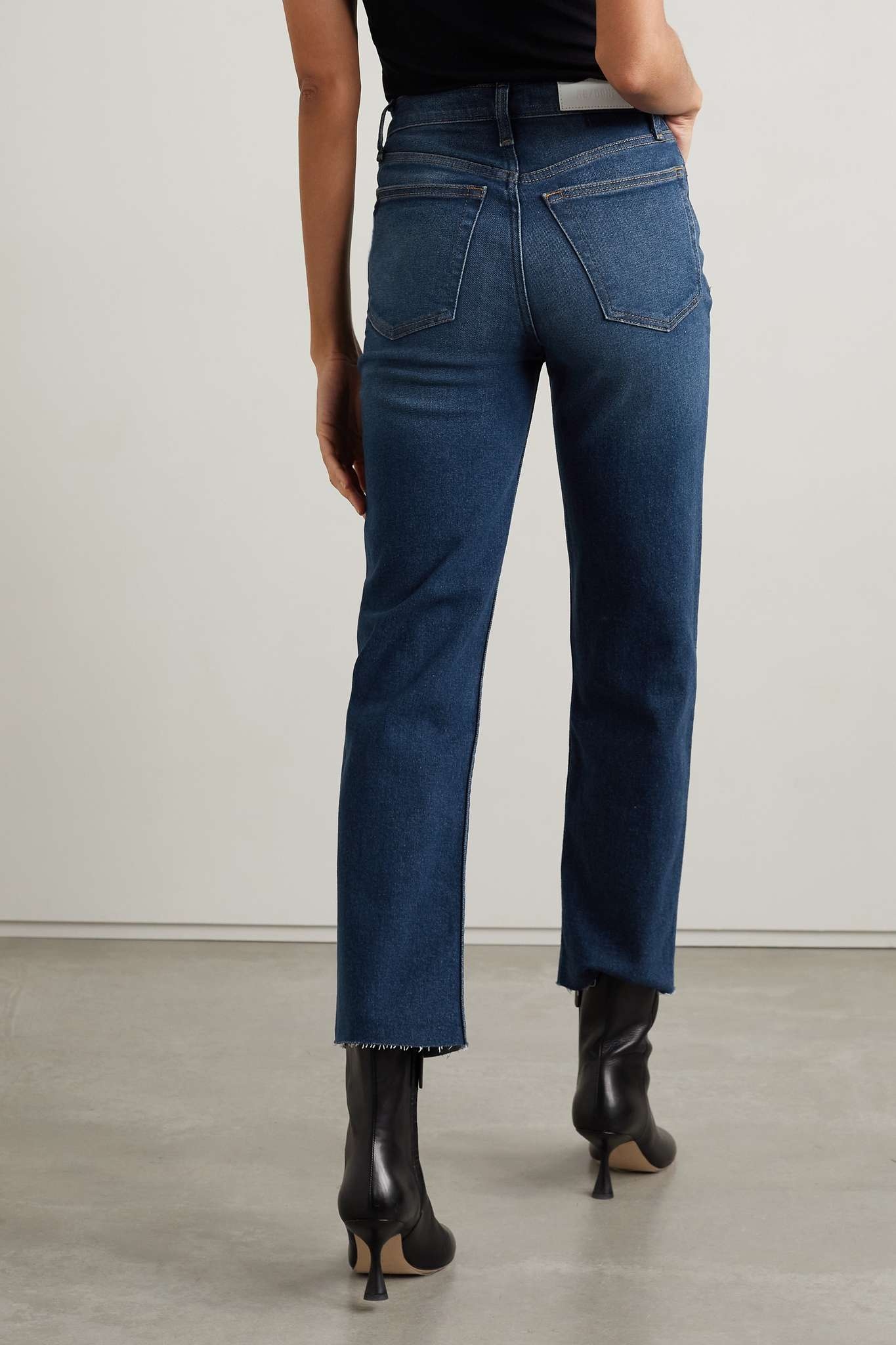 70s High Rise Stove Pipe distressed cropped slim-leg jeans - 4