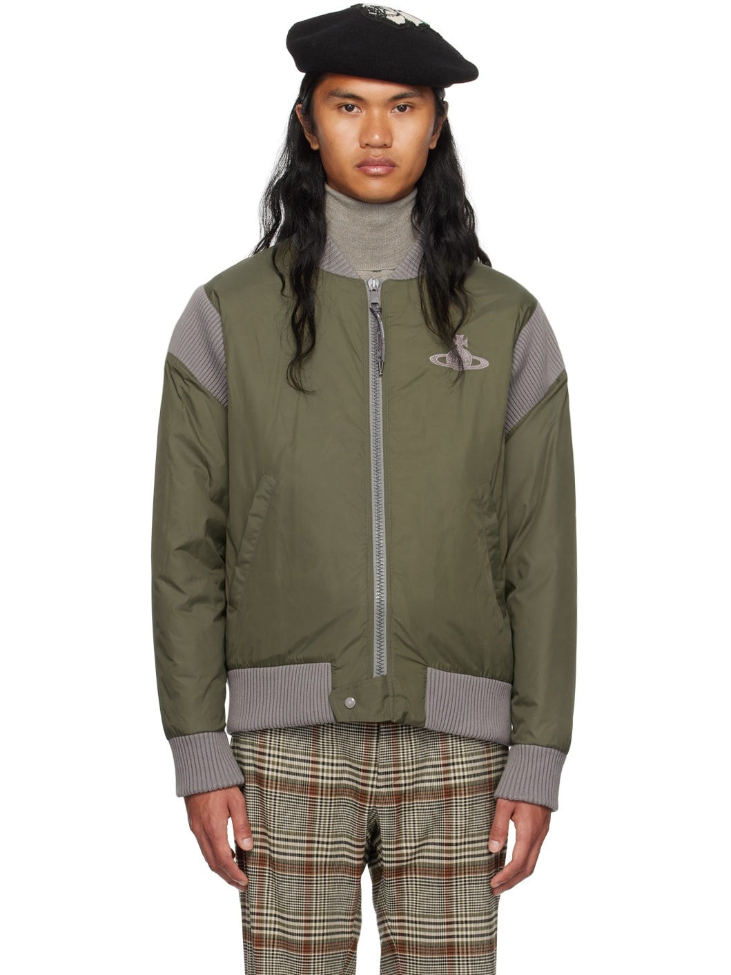 Khaki Zip Bomber Jacket - 1