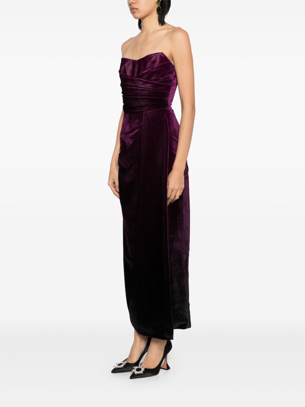 velvet midi dress - 3