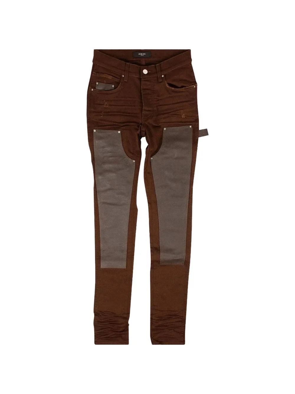 leather-detail jeans - 1