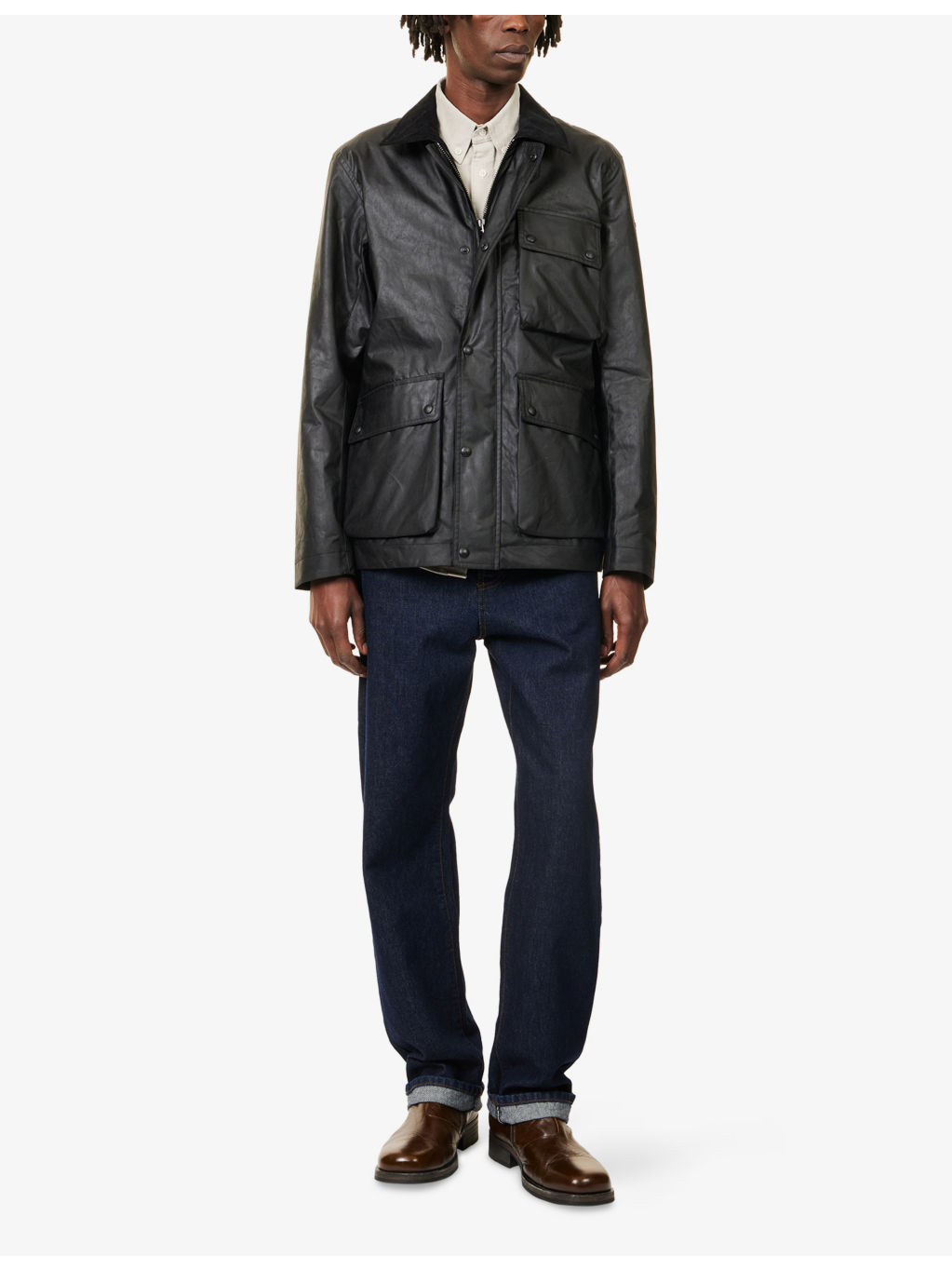 Incline Corduroy-Collar Waxed-Cotton Jacket - 2