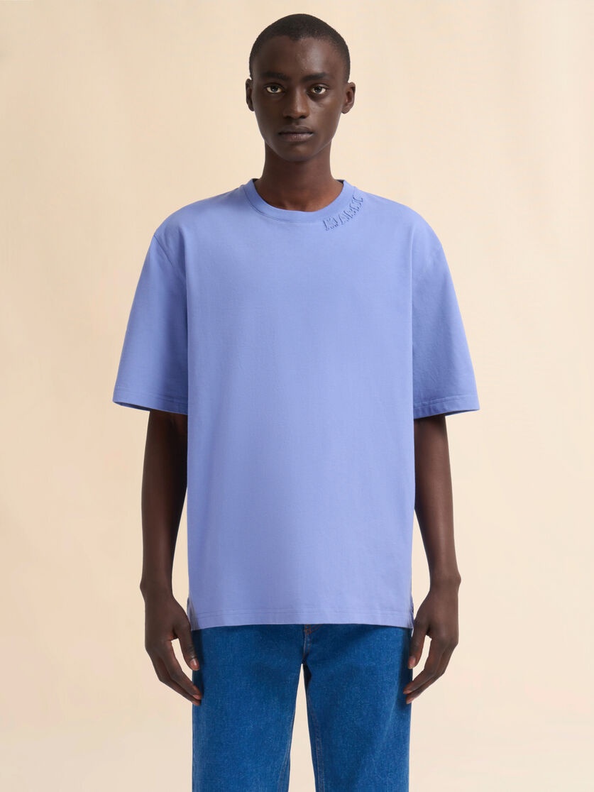 INDIGO ORGANIC COTTON OVERSIZED T-SHIRT WITH MARNI PATCHES - 2