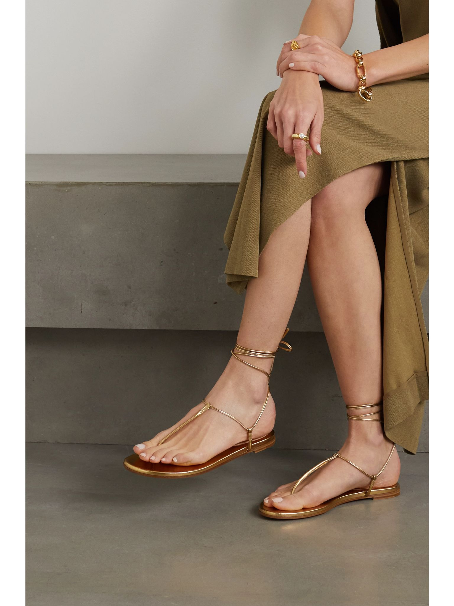 Gwyneth metallic leather sandals Gold - 2