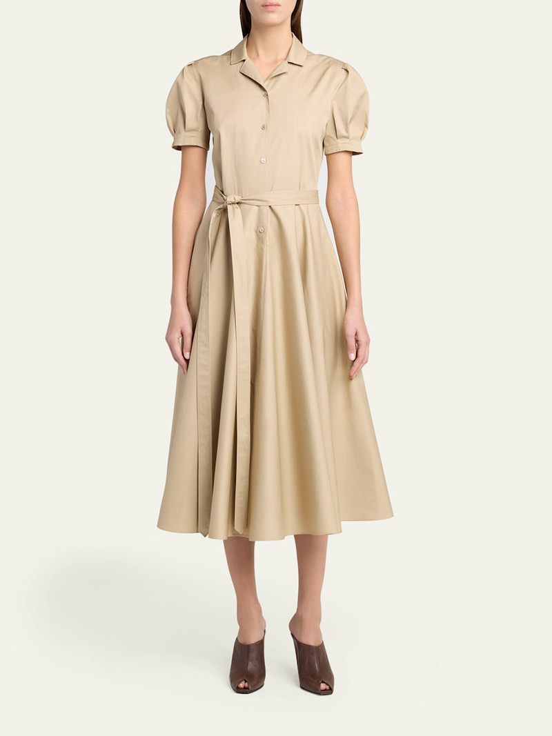 Alexander McQueen Responsible Cotton Puff-Sleeve Midi Shirtdress outlook