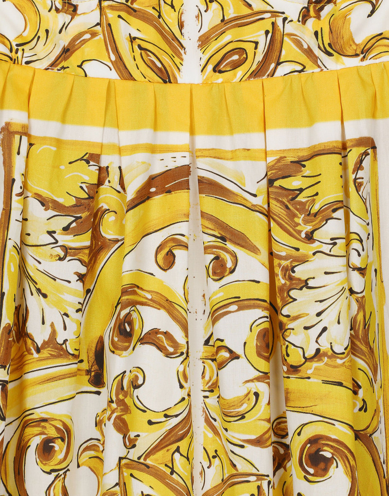 Short dress with corset bodice in majolica-print cotton poplin 5