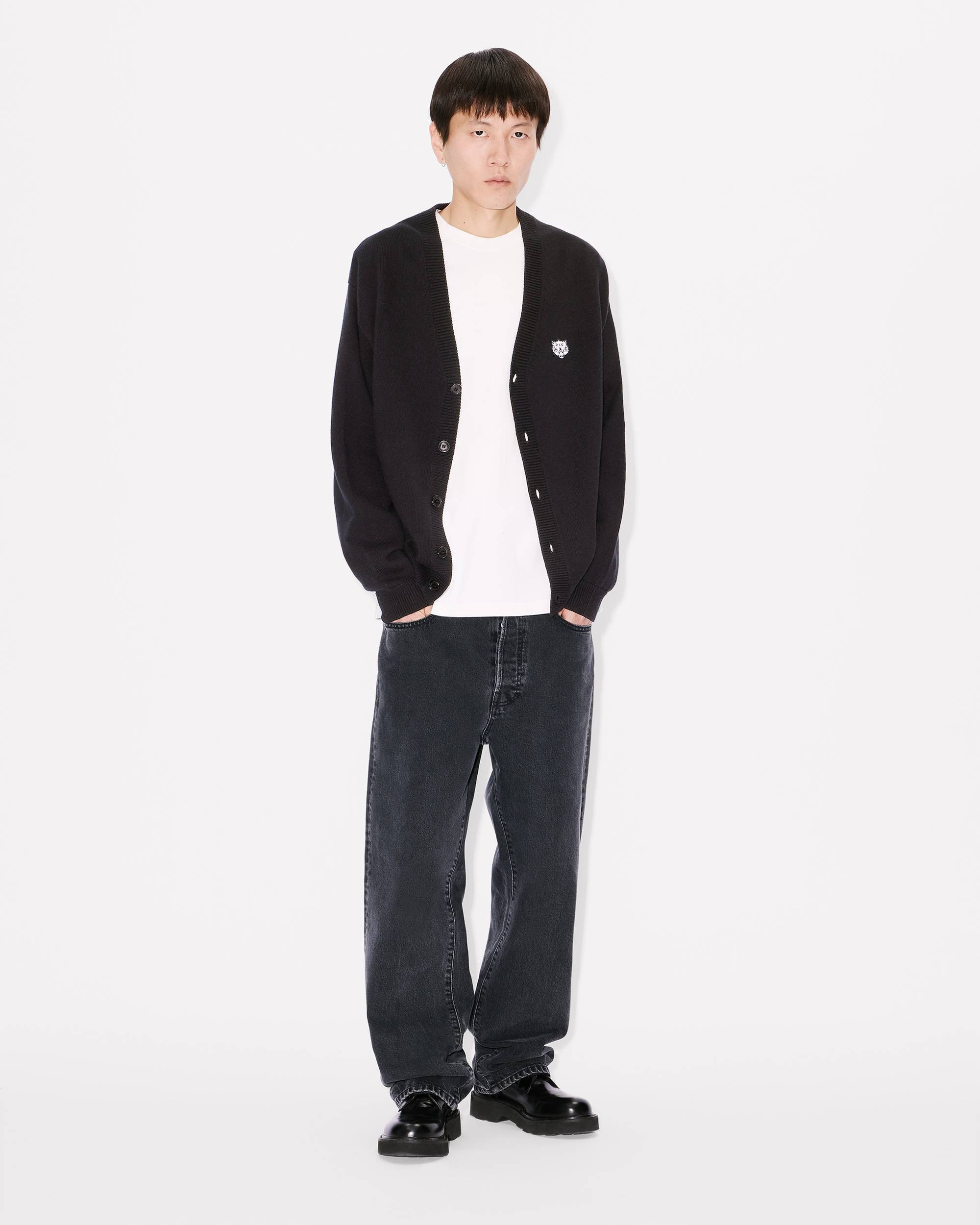 'KENZO Happy Tiger' embroidered cardigan in cotton merino wool - 5