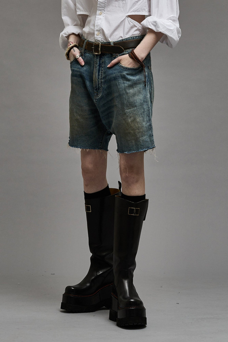 R13 MARKY DROP SHORT - WEBER LINEN INDIGO outlook