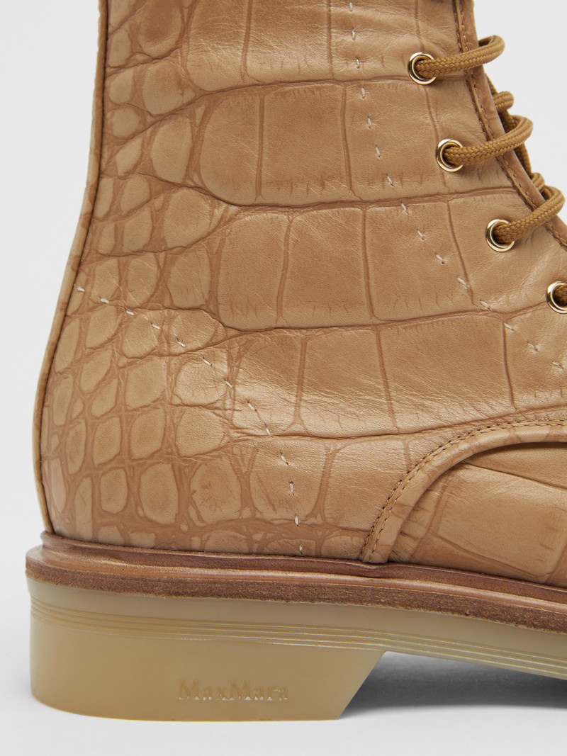 BLY Crocodile-print leather combat boots 4