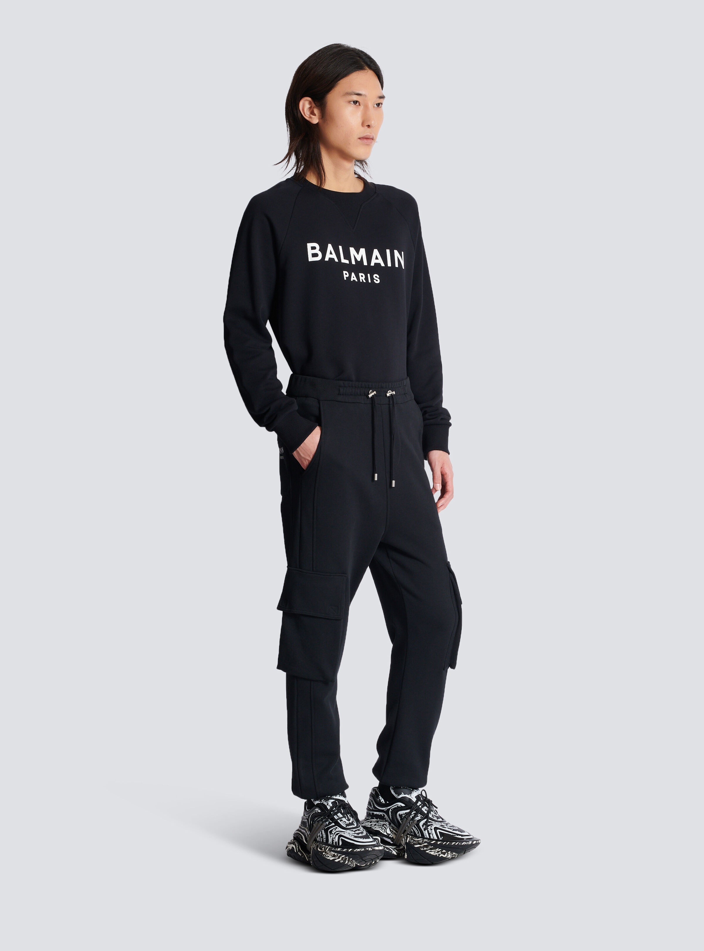 Cargo joggers with Balmain Paris print - 3