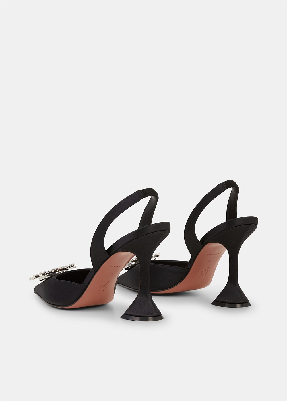 Black Satin Begum Slingback Pumps - 3