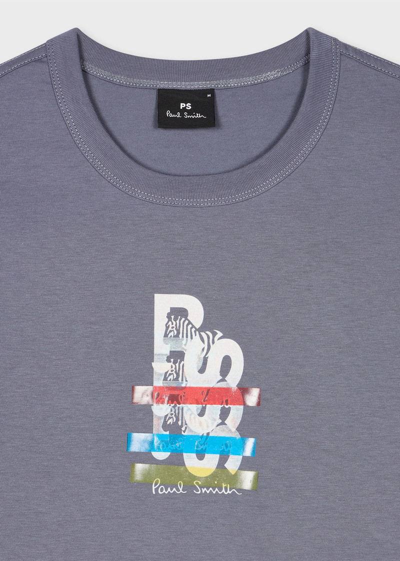 Paul Smith Grey 'Stripe Zebra' Print T-Shirt outlook