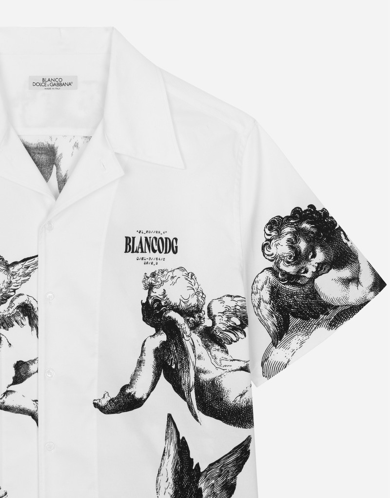 Stretch cotton Hawaiian shirt with Angel print BLANCO DOLCE&GABBANA 3