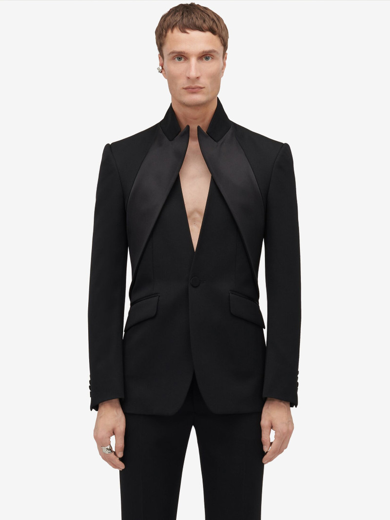 Men's Twisted Lapel Tuxedo Jacket in Black 5
