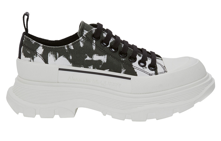 (WMNS) Alexander McQueen McQueen Graffiti Tread Slick Lace Up Shoes 'White Black' 708093W4TG59356 - 2