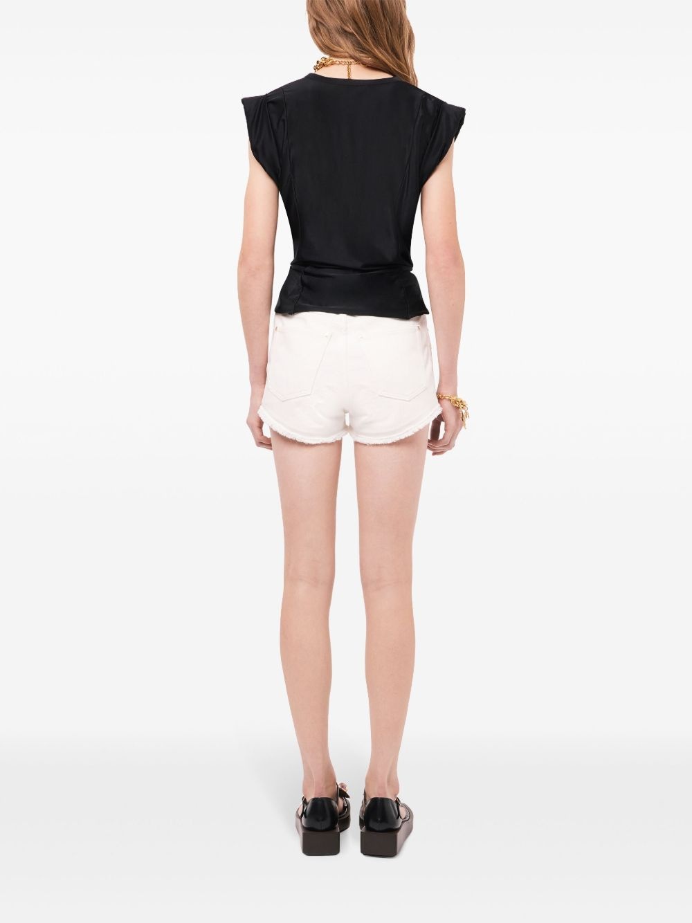 asymmetric gathered-detail blouse - 4