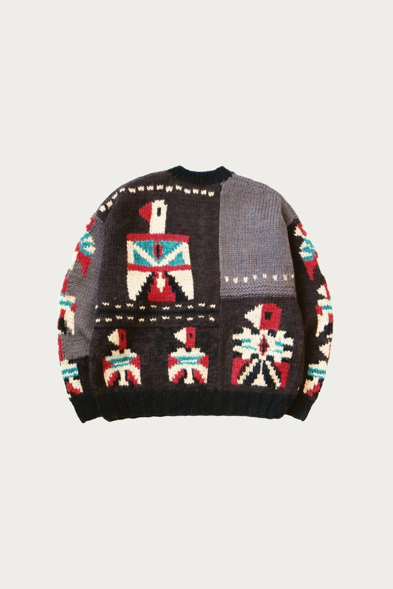 Kapital Hand Knit STD Cowichan Crew Sweater - Charcoal outlook