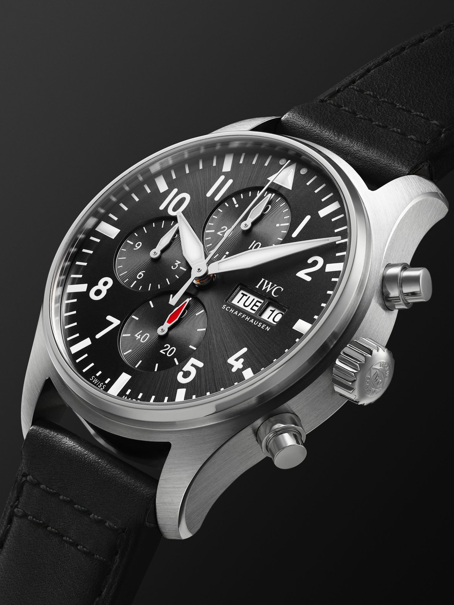 Pilot's Automatic Chronograph 43mm Stainless Steel and Leather Watch, Ref. No. IWIW378001 Black - 4