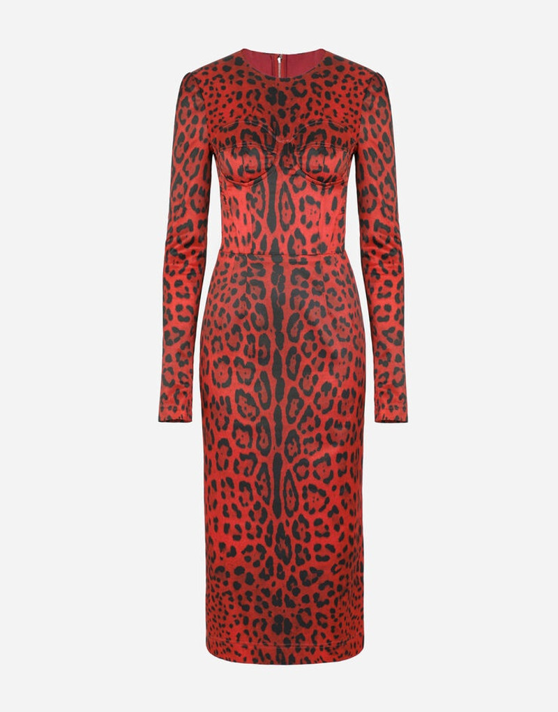 Calf-length bustier dress with leopard print 3