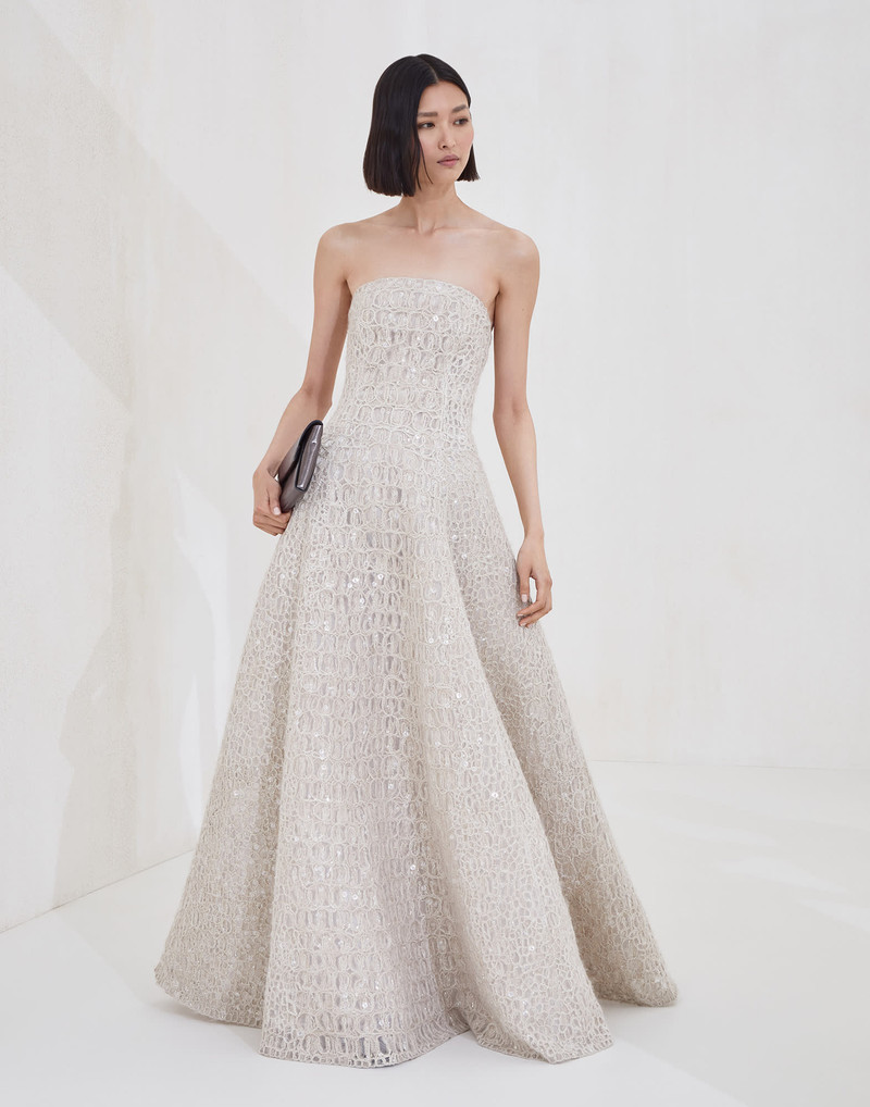 Dazzling croc embroidery dress in mohair, silk and linen 5
