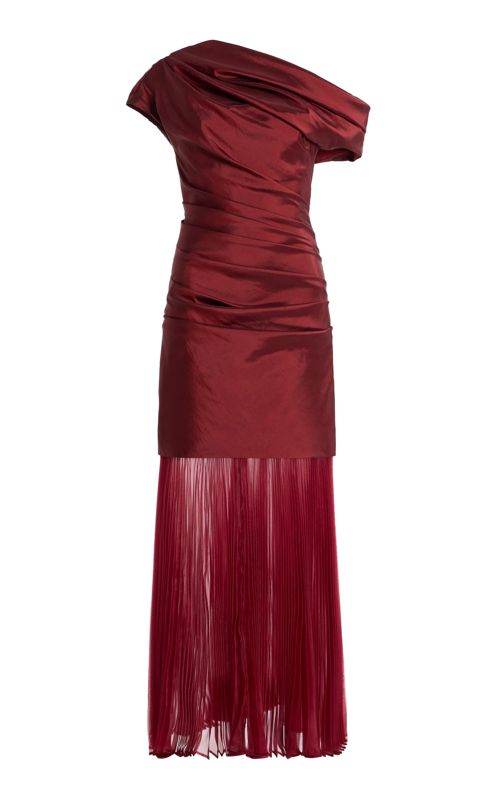 Exclusive Ammalie Organza-Trimmed Taffeta Midi Dress burgundy - 1
